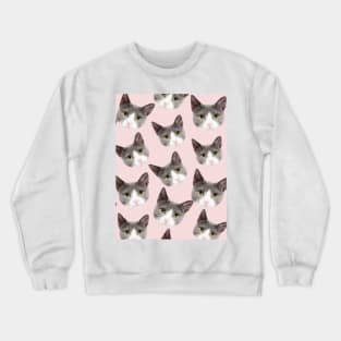 1980s Funny Kawaii cute girly pink grey kitty cat Crewneck Sweatshirt